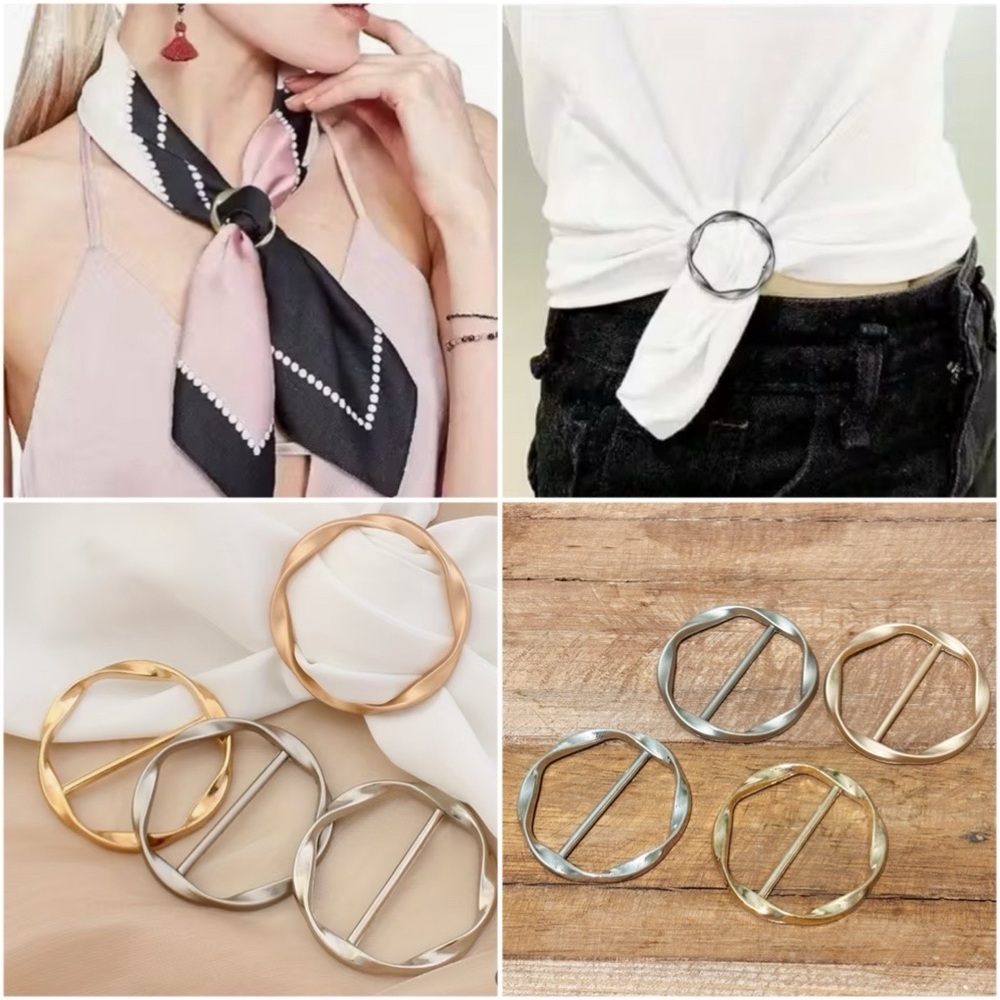 Gold and Silver Tone Metal T-Shirt Scarf Clips 4 Pc Bundle